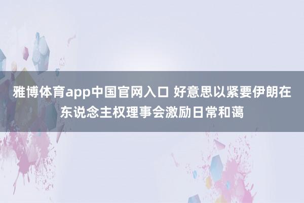 雅博体育app中国官网入口 好意思以紧要伊朗在东说念主权理事会激励日常和蔼