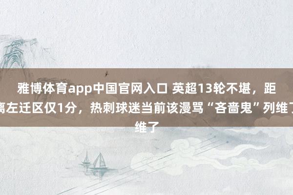 雅博体育app中国官网入口 英超13轮不堪，距离左迁区仅1分，热刺球迷当前该漫骂“吝啬鬼”列维了
