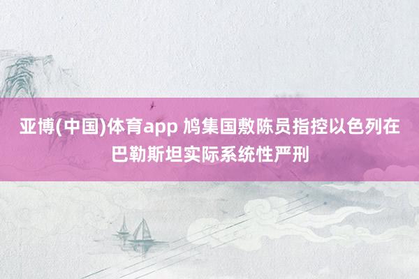 亚博(中国)体育app 鸠集国敷陈员指控以色列在巴勒斯坦实际系统性严刑