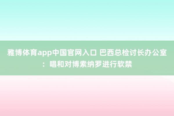 雅博体育app中国官网入口 巴西总检讨长办公室：唱和对博索纳罗进行软禁