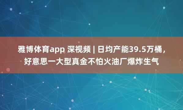 雅博体育app 深视频 | 日均产能39.5万桶，好意思一大型真金不怕火油厂爆炸生气
