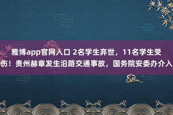 雅博app官网入口 2名学生弃世，11名学生受伤！贵州赫章发生沿路交通事故，国务院安委办介入