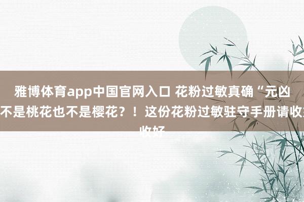 雅博体育app中国官网入口 花粉过敏真确“元凶”不是桃花也不是樱花?!这份花粉过敏驻守手册请收好