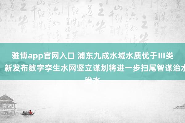 雅博app官网入口 浦东九成水域水质优于Ⅲ类，新发布数字孪生水网竖立谋划将进一步扫尾智谋治水