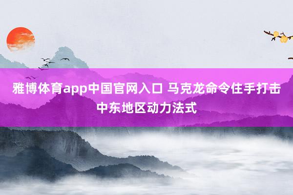 雅博体育app中国官网入口 马克龙命令住手打击中东地区动力法式
