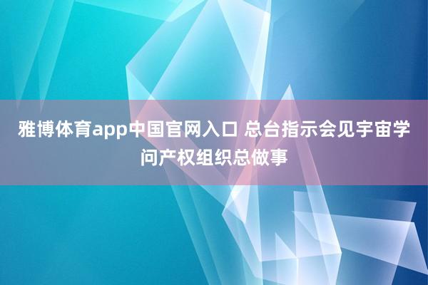雅博体育app中国官网入口 总台指示会见宇宙学问产权组织总做事