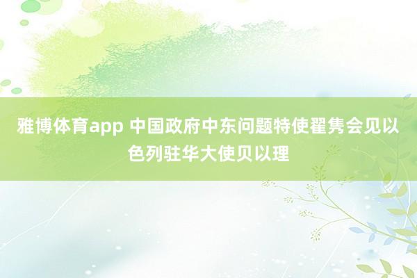 雅博体育app 中国政府中东问题特使翟隽会见以色列驻华大使贝以理