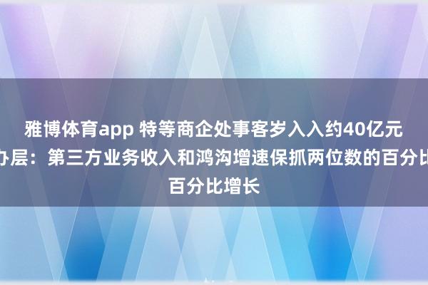 雅博体育app 特等商企处事客岁入入约40亿元，惩办层：第三方业务收入和鸿沟增速保抓两位数的百分比增长