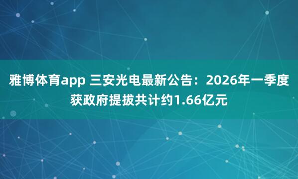 雅博体育app 三安光电最新公告：2026年一季度获政府提拔共计约1.66亿元