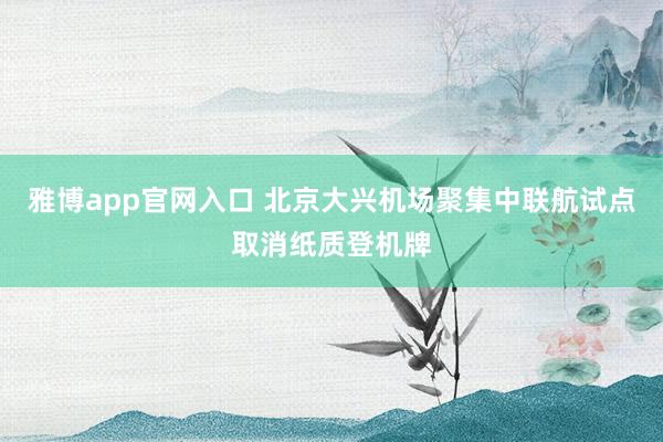 雅博app官网入口 北京大兴机场聚集中联航试点取消纸质登机牌