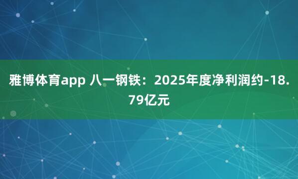 雅博体育app 八一钢铁：2025年度净利润约-18.79亿元