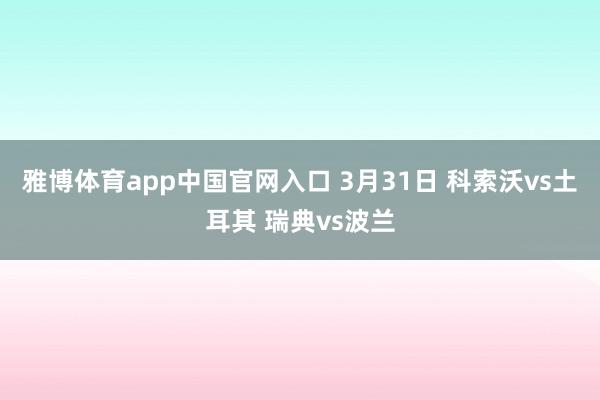 雅博体育app中国官网入口 3月31日 科索沃vs土耳其 瑞典vs波兰