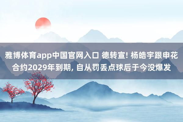 雅博体育app中国官网入口 德转宣! 杨皓宇跟申花合约2029年到期, 自从罚丢点球后于今没爆发