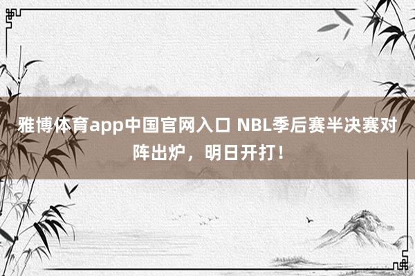 雅博体育app中国官网入口 NBL季后赛半决赛对阵出炉，明日开打！