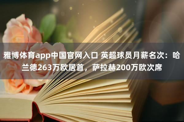 雅博体育app中国官网入口 英超球员月薪名次：哈兰德263万欧居首，萨拉赫200万欧次席