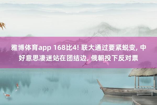 雅博体育app 168比4! 联大通过要紧蜕变, 中好意思凄迷站在团结边, 俄朝投下反对票