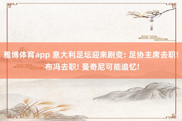 雅博体育app 意大利足坛迎来剧变: 足协主席去职! 布冯去职! 曼奇尼可能追忆!