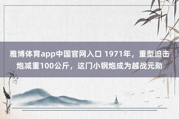 雅博体育app中国官网入口 1971年，重型迫击炮减重100公斤，这门小钢炮成为越战元勋