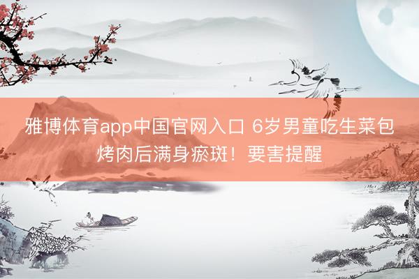 雅博体育app中国官网入口 6岁男童吃生菜包烤肉后满身瘀斑！要害提醒