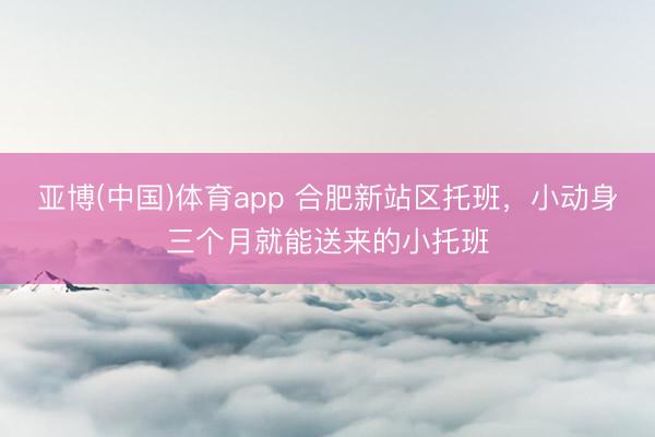 亚博(中国)体育app 合肥新站区托班，小动身三个月就能送来的小托班
