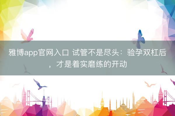 雅博app官网入口 试管不是尽头:验孕双杠后,才是着实磨练的开动
