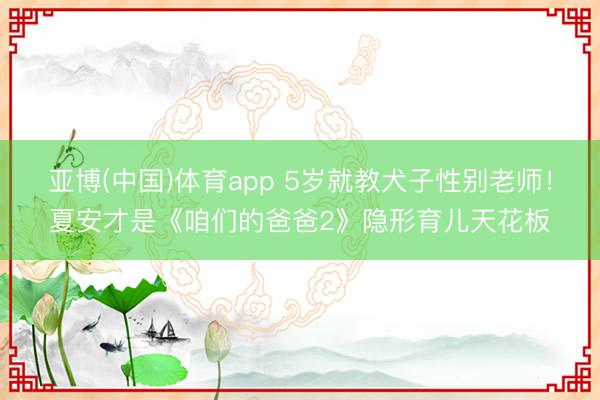 亚博(中国)体育app 5岁就教犬子性别老师！夏安才是《咱们的爸爸2》隐形育儿天花板