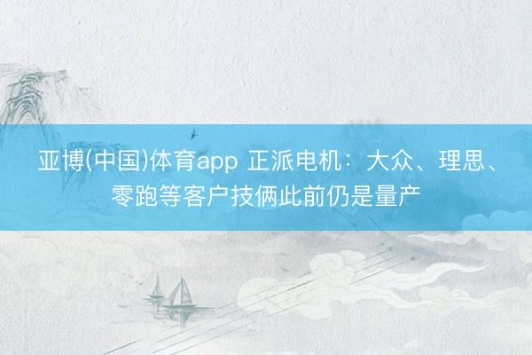 亚博(中国)体育app 正派电机：大众、理思、零跑等客户技俩此前仍是量产