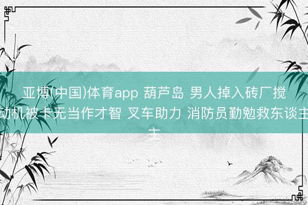 亚博(中国)体育app 葫芦岛 男人掉入砖厂搅动机被卡无当作才智 叉车助力 消防员勤勉救东谈主