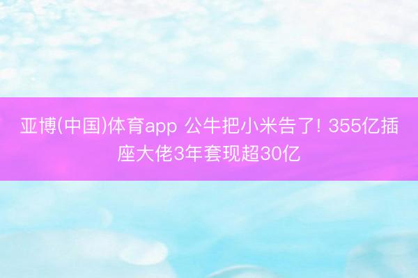 亚博(中国)体育app 公牛把小米告了! 355亿插座大佬3年套现超30亿