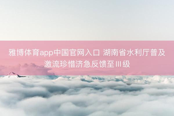雅博体育app中国官网入口 湖南省水利厅普及激流珍惜济急反馈至Ⅲ级