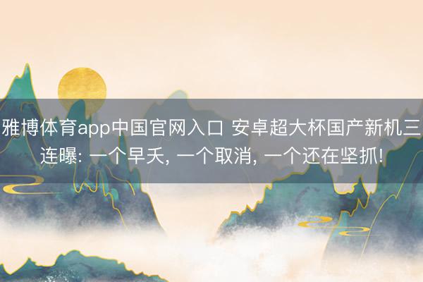 雅博体育app中国官网入口 安卓超大杯国产新机三连曝: 一个早夭， 一个取消， 一个还在坚抓!