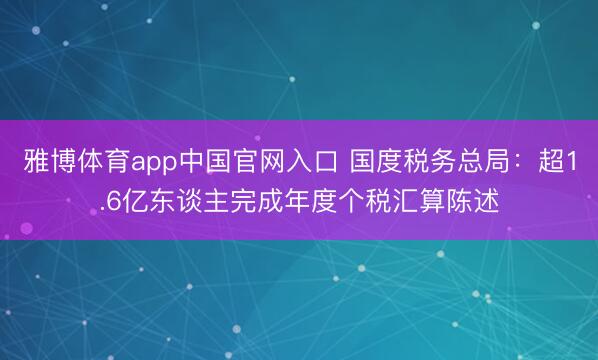 雅博体育app中国官网入口 国度税务总局：超1.6亿东谈主完成年度个税汇算陈述