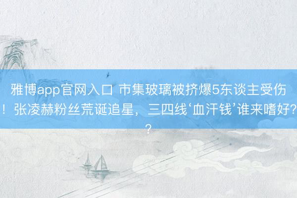 雅博app官网入口 市集玻璃被挤爆5东谈主受伤！张凌赫粉丝荒诞追星，三四线‘血汗钱’谁来嗜好？