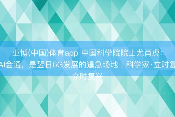 亚博(中国)体育app 中国科学院院士尤肖虎：与AI会通，是翌日6G发展的遑急场地｜科学家·立时复兴